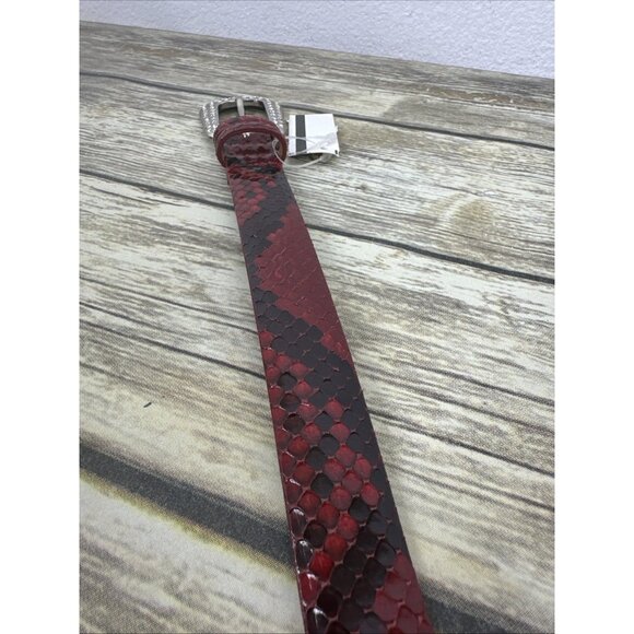 Vintage Claudio Orciani Genuine Snake Suede Belt Size 28 Red Rhinestones NEW